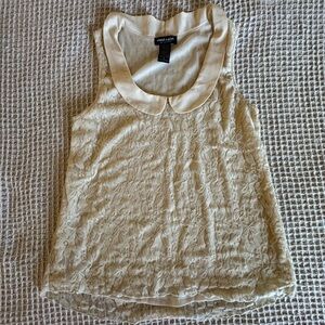 Cream Lace Sleeveless Top
